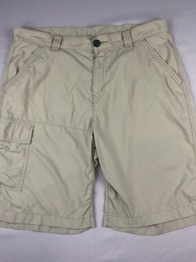 Columbia Cargo Shorts Men Size 34 Omni-Shade Beige Hiking Outdoors Nylon READ